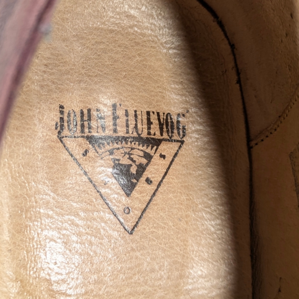 John Fluevog Rustic Burgundy Leather Wingtip Oxfords - Picture 9 of 12